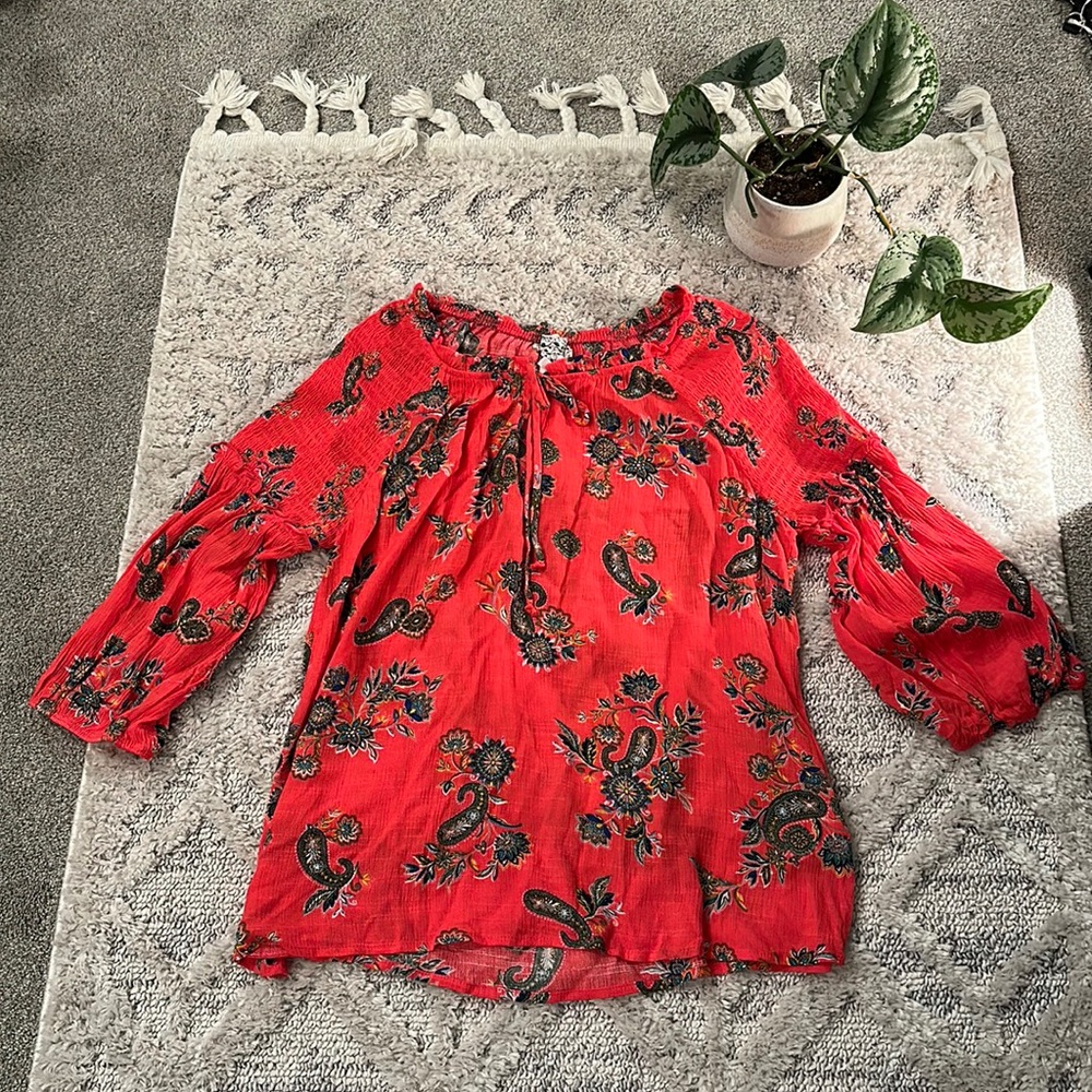 Anthropologie peasant smocked paisley blouse. P women’s size Large. Boho naif